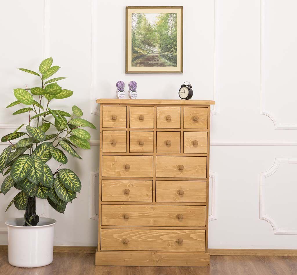 Comoda lemn masiv, cu 14 sertare, 87 x 36 x 122 cm