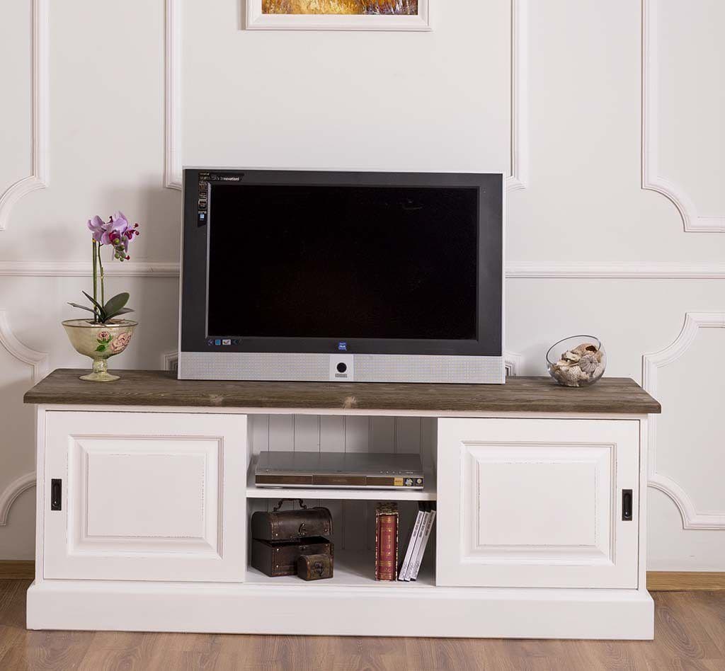 Comoda TV cu 2 usi culisante lemn masiv, 160 x 46 x 60 cm