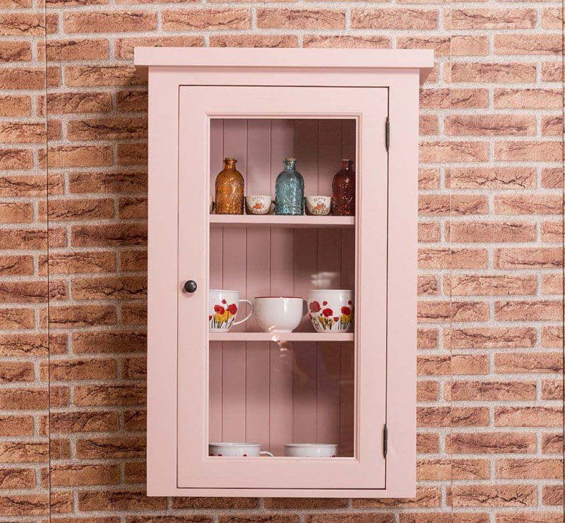 Dulap bucatarie cu 1 usa sticla suspendabil lemn masiv, 67 x 31 x 100 cm