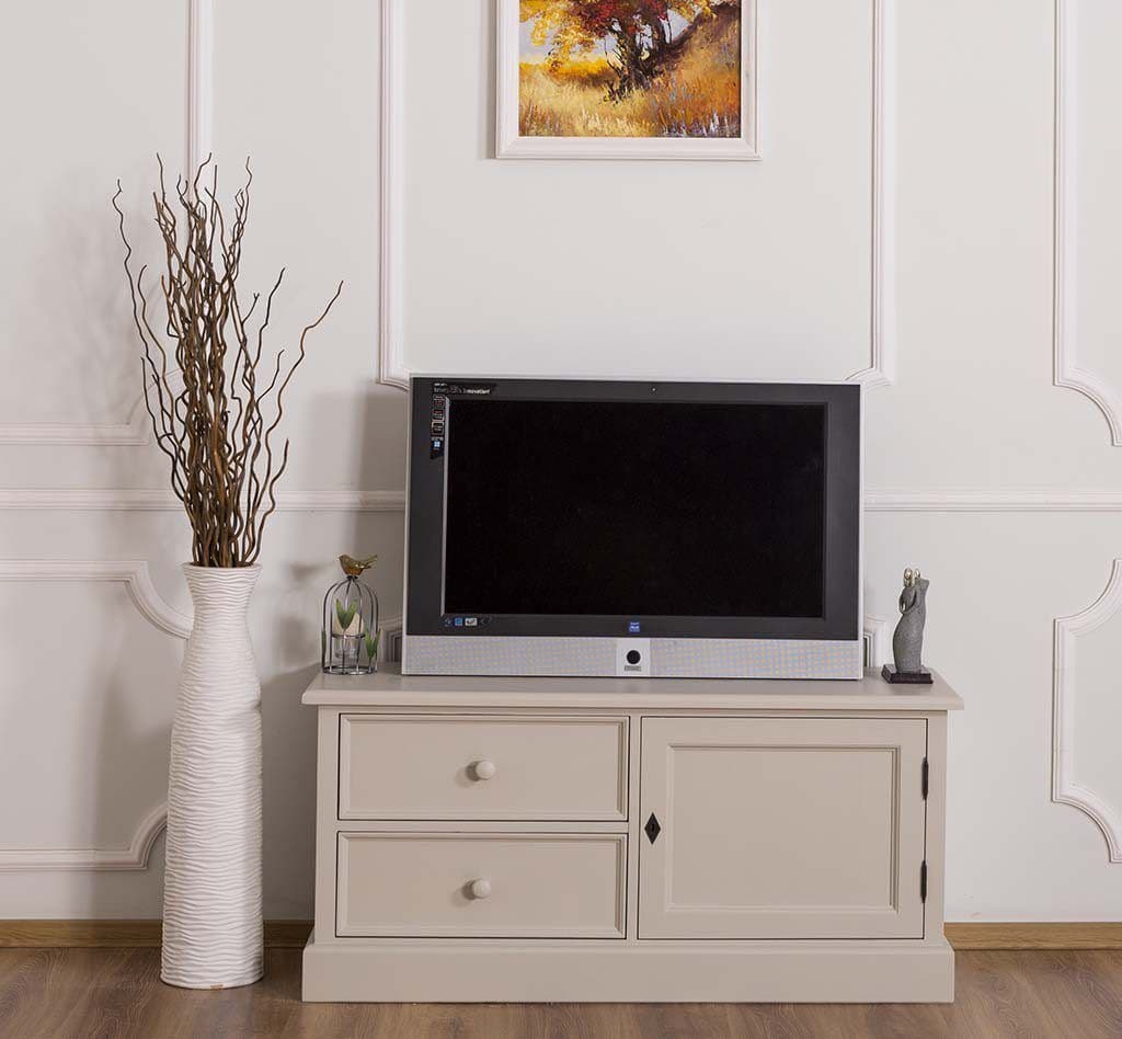 Comoda TV cu 1 usa si 2 sertare lemn masiv, 120 x 40 x 56 cm