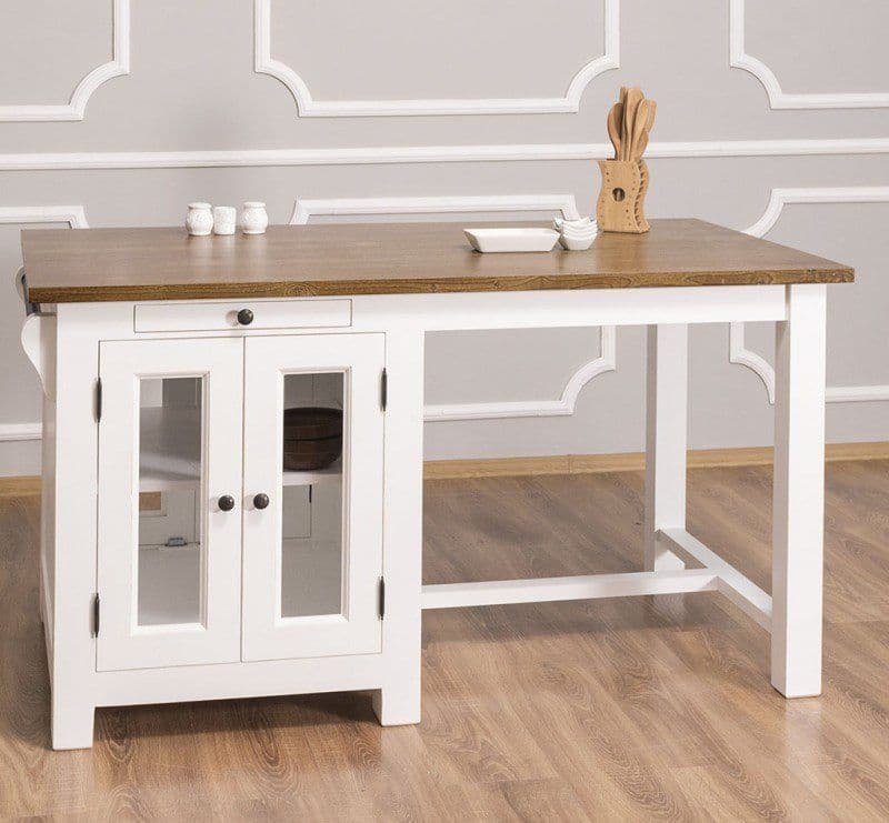 Insula de bucatarie din lemn masiv, 150 x 85 x 80 cm