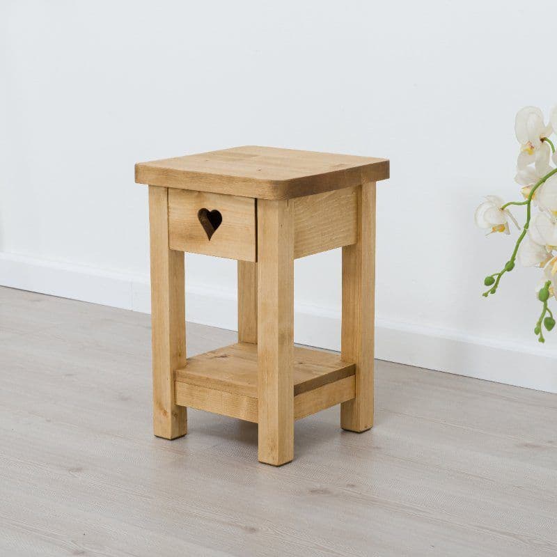Noptiera rustica cu 1 sertar, lemn masiv, 30 x 30 x 45 cm