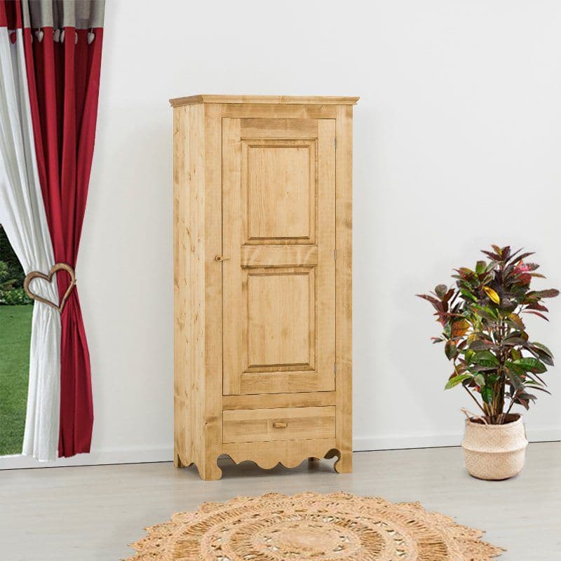 Dulap rustic cu 1 usa si 1 sertar, lemn masiv, 83 x 55 x 185 cm