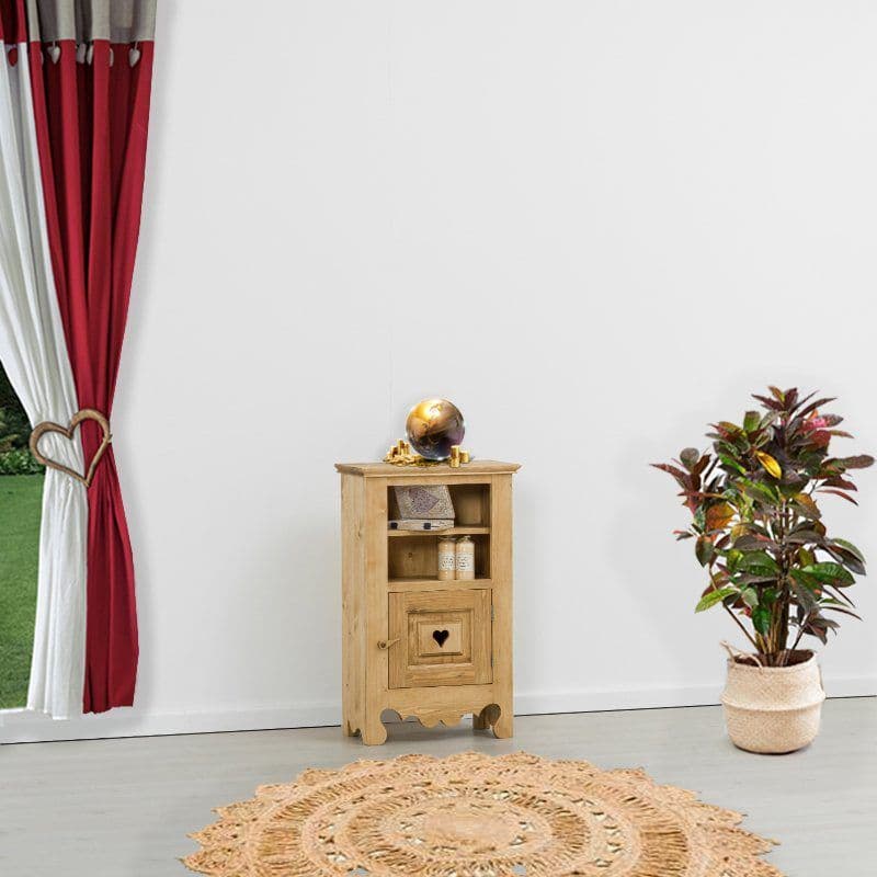 Comoda Rustic Flame cu 1 usa si nisa Lemn masiv rustic, 55 x 30 x 91 cm