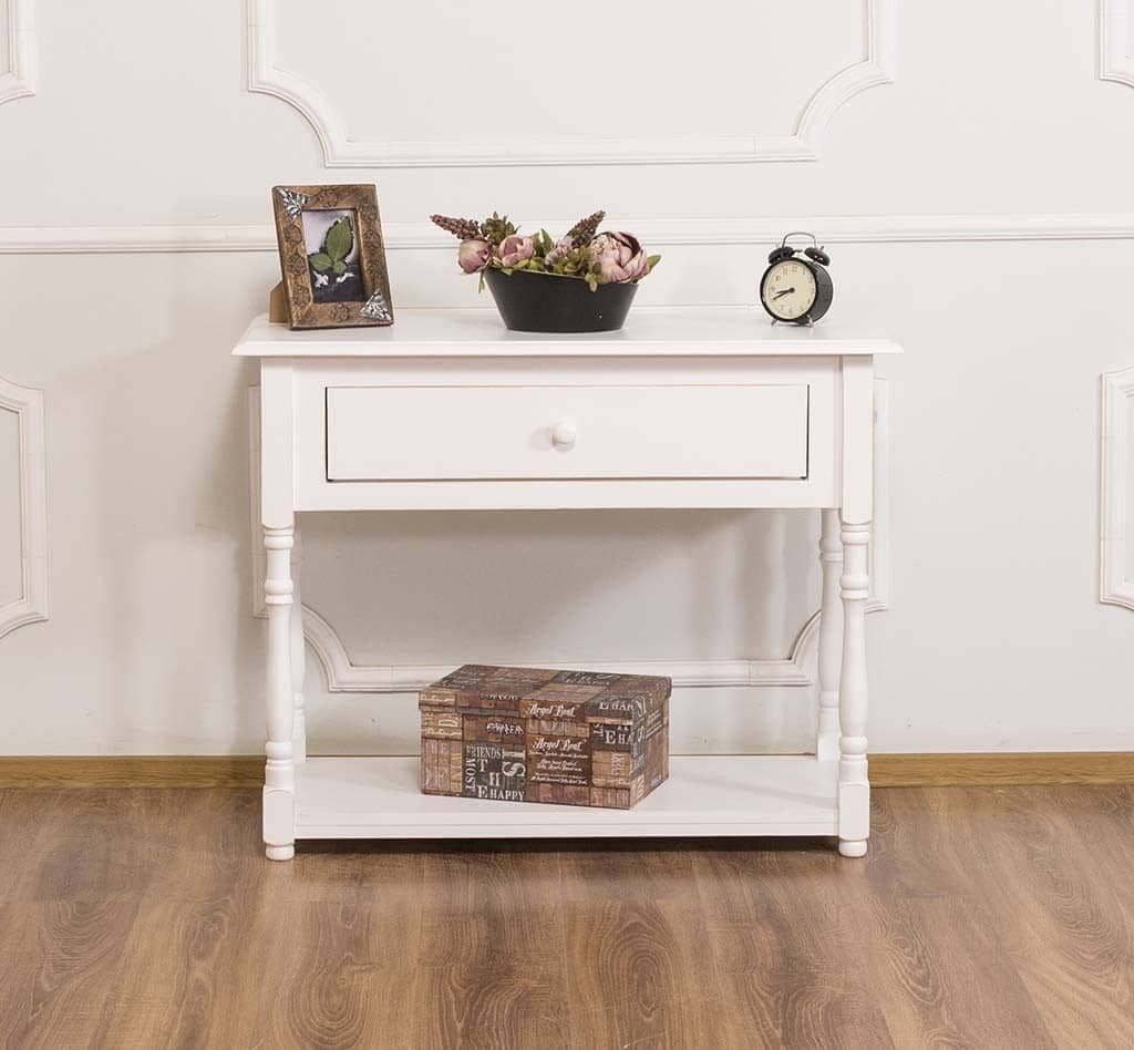 Consola cu 1 sertar si 1 polita lemn masiv, 96 x 45 x 76 cm