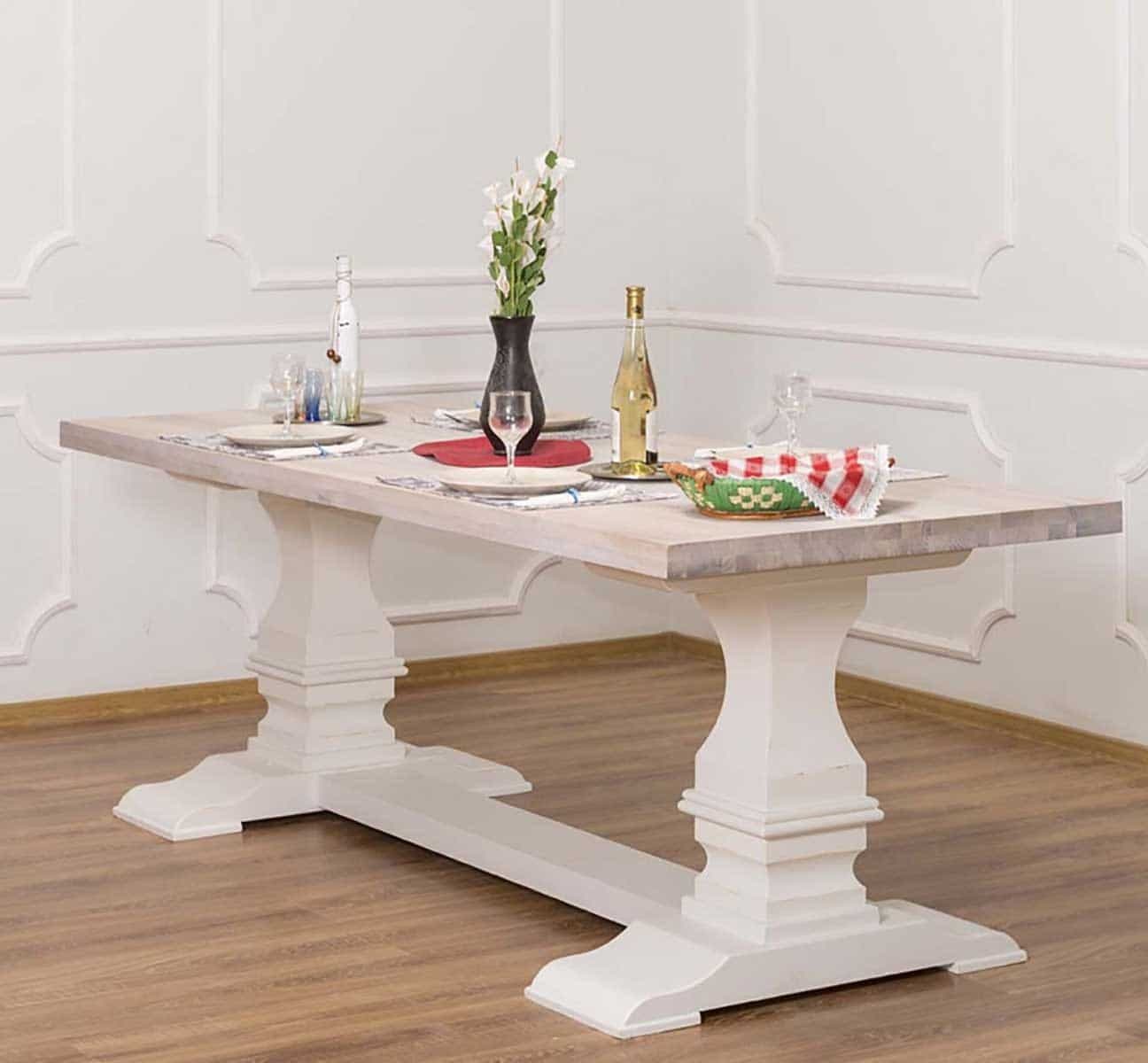 Masa Colonial Lemn Masiv, blat stejar masiv, 210 x 90 x 78 cm