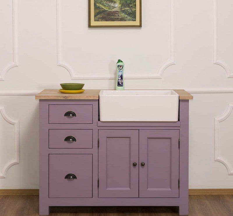 Masca pentru chiuveta de bucatarie cu blat stejar masiv, 118 x 65 x 90 cm