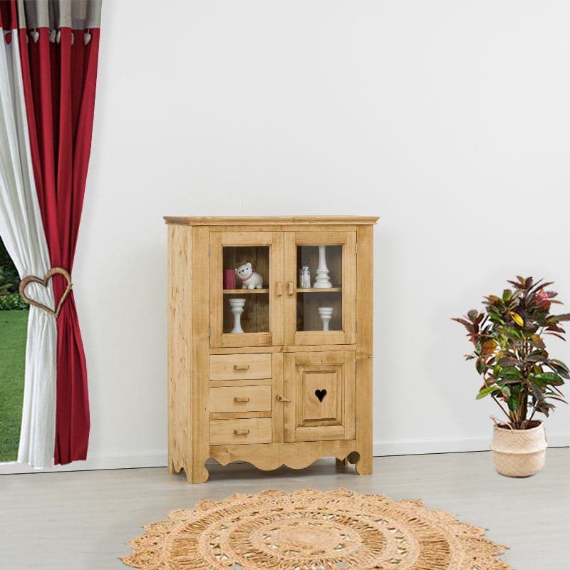 Vitrina Rustic Flame lemn masiv, 100 x 45 x 130 cm