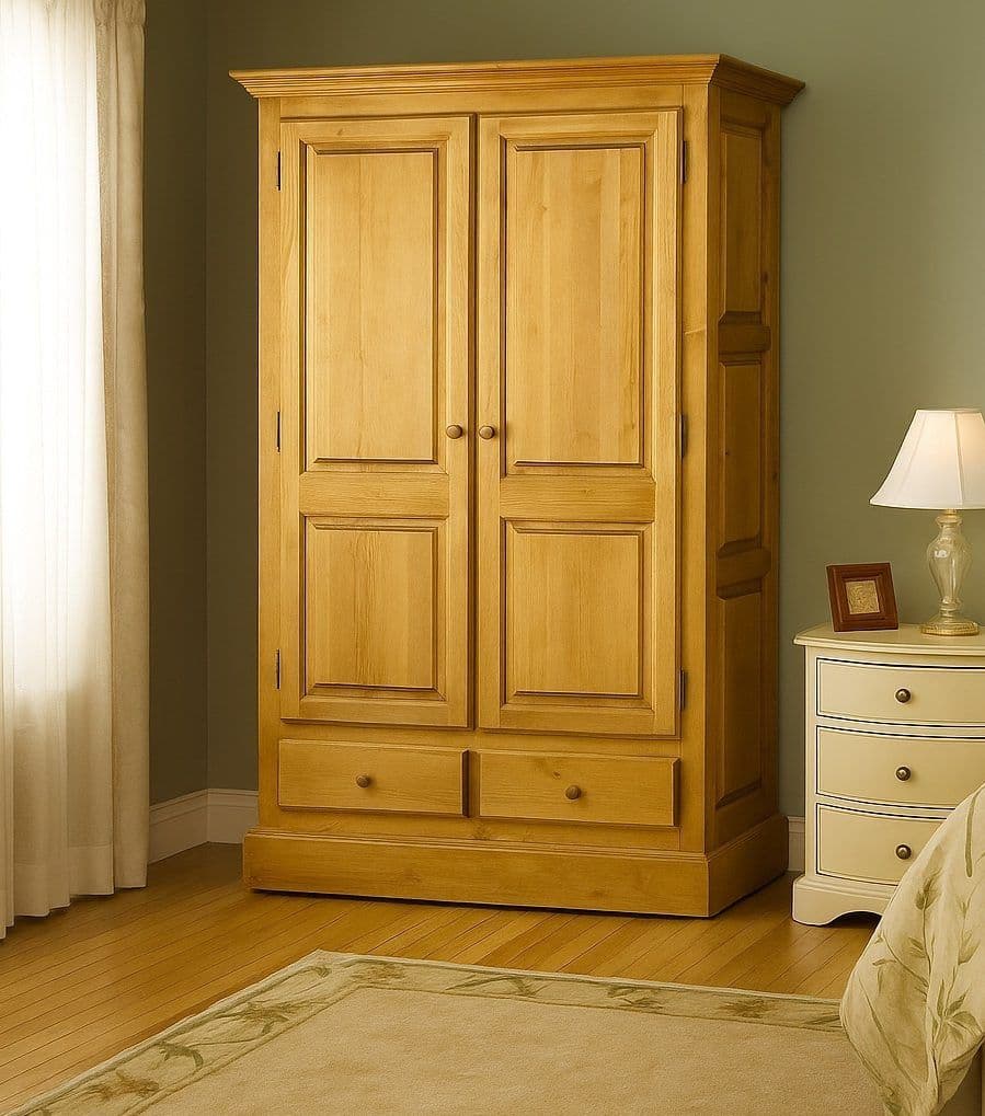 Dulap Inka cu 2 usi si 2 sertare, 126 x 61 x 202 cm, lemn masiv