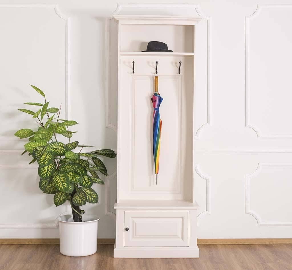 Cuier cu 3 agatatori si 1 usa lemn masiv, 80 x 40 x 210 cm