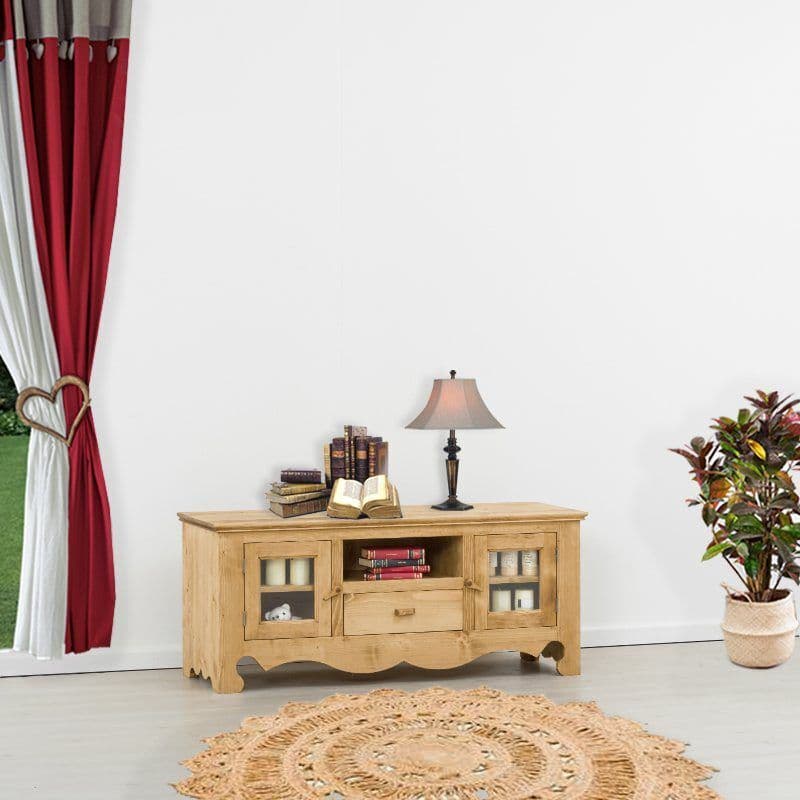 Comoda TV Rustic Flame, lemn masiv rustic, 140 x 50 x 60 cm