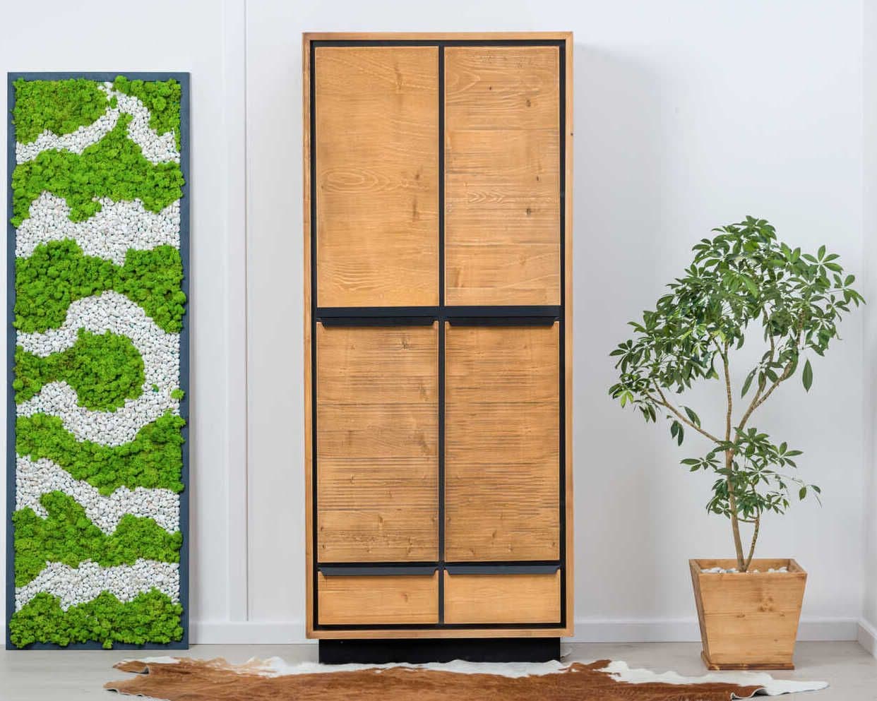 Dulap Mexicana lemn masiv, 2 usi si 2 sertare, 120 x 55 x 200 cm