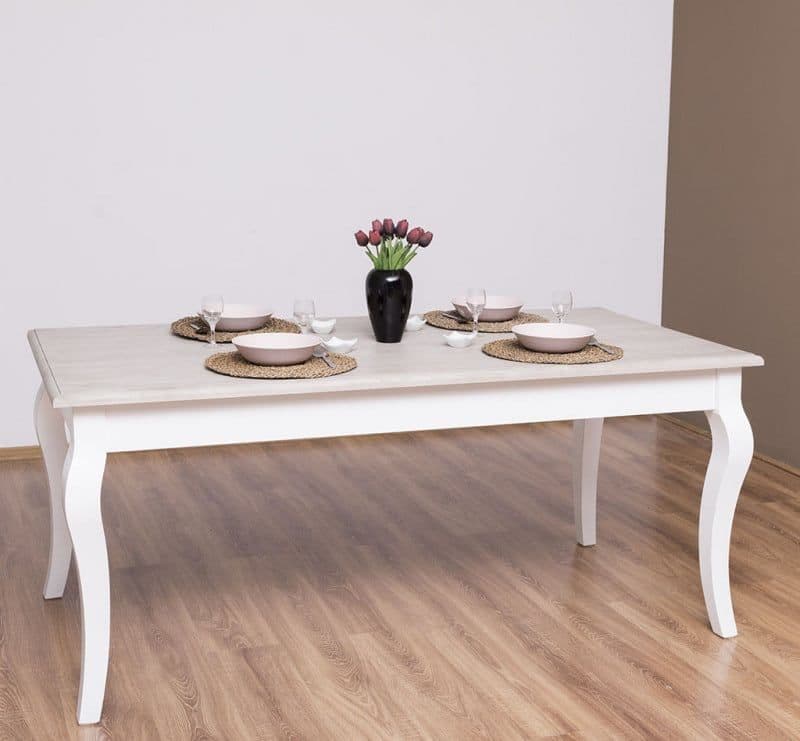 Masa cu picioare curbate lemn masiv, 160 cm, 180 cm sau 210 x 90 x 78 cm