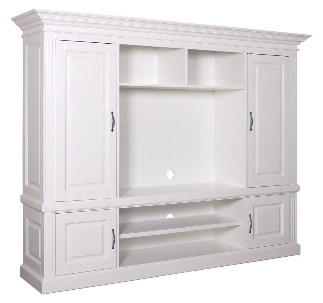 Mobilier TV Lovely lemn masiv alb, 210 x 46 x 170