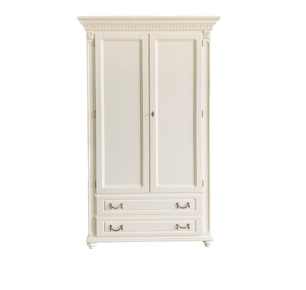 Dulap dormitor Francesca Classic Stil, 2 usi si 2 sertare, vopsit alb, 120 x 55 x 218 cm